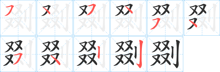 《剟》的笔顺分步演示（一笔一画写字）