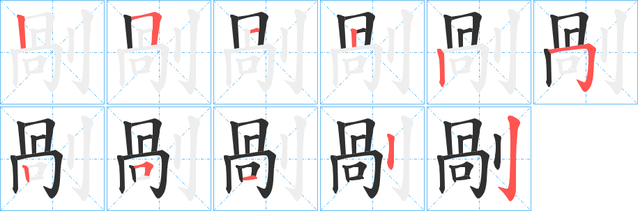 《剮》的笔顺分步演示（一笔一画写字）