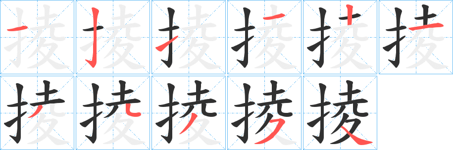 《掕》的笔顺分步演示（一笔一画写字）