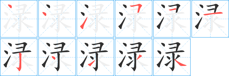 《渌》的笔顺分步演示（一笔一画写字）