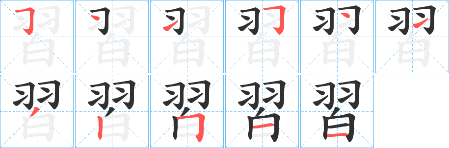 《習》的笔顺分步演示（一笔一画写字）