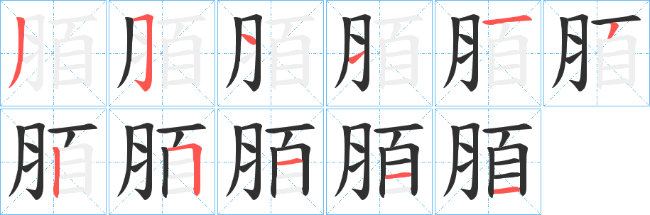 《脜》的笔顺分步演示（一笔一画写字）