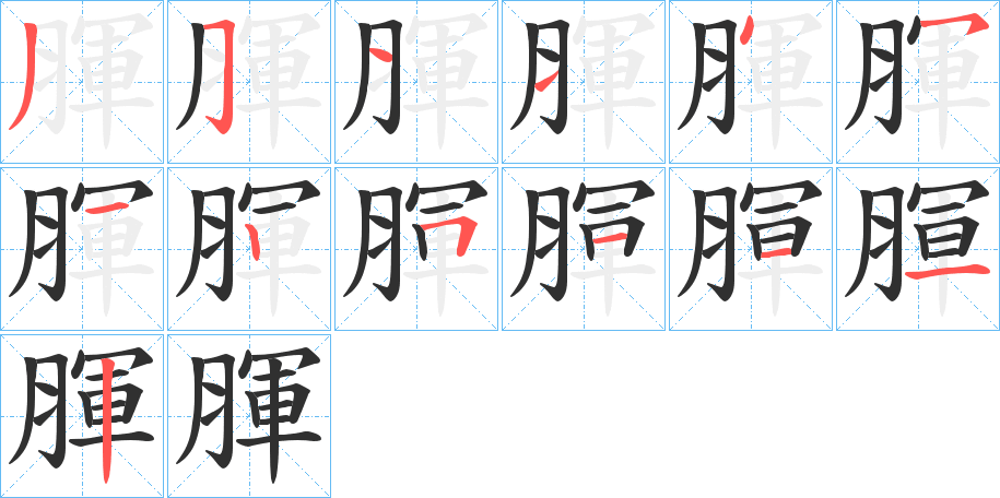 《腪》的笔顺分步演示（一笔一画写字）