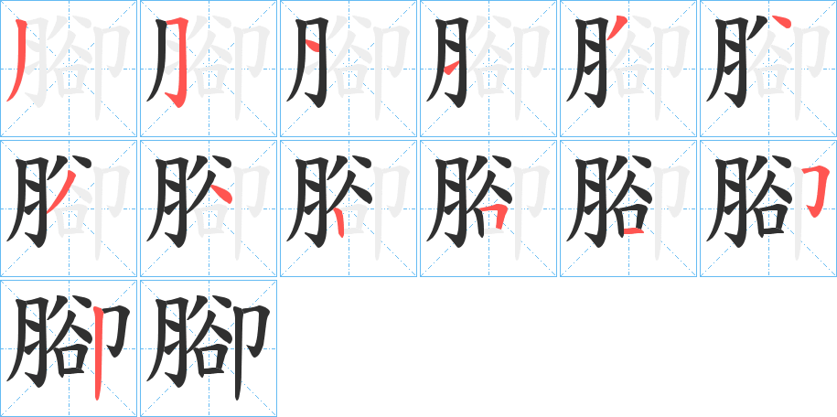 《腳》的笔顺分步演示（一笔一画写字）