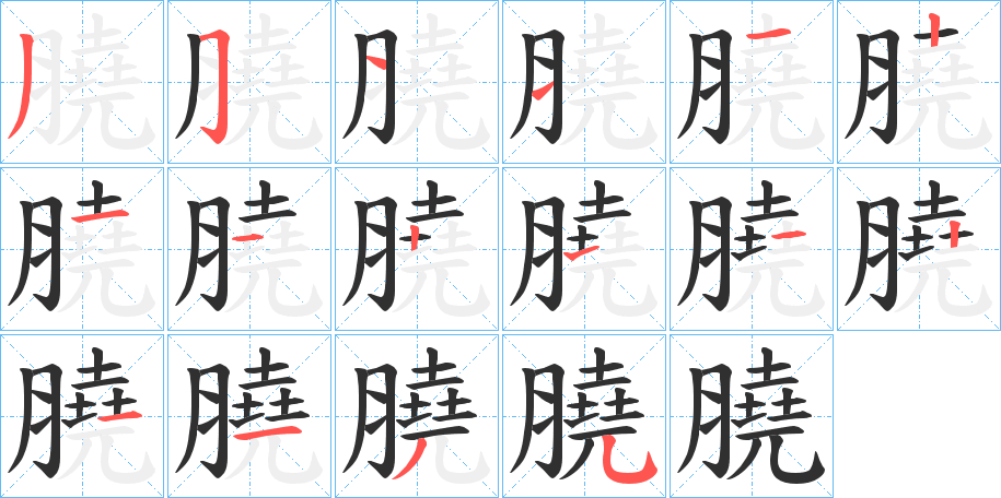 《膮》的笔顺分步演示（一笔一画写字）