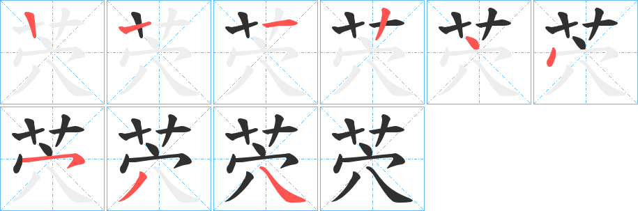 《茓》的笔顺分步演示（一笔一画写字）