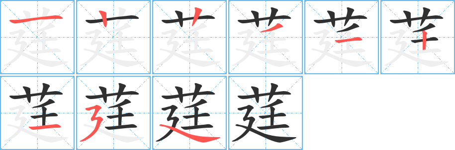 《莛》的笔顺分步演示（一笔一画写字）