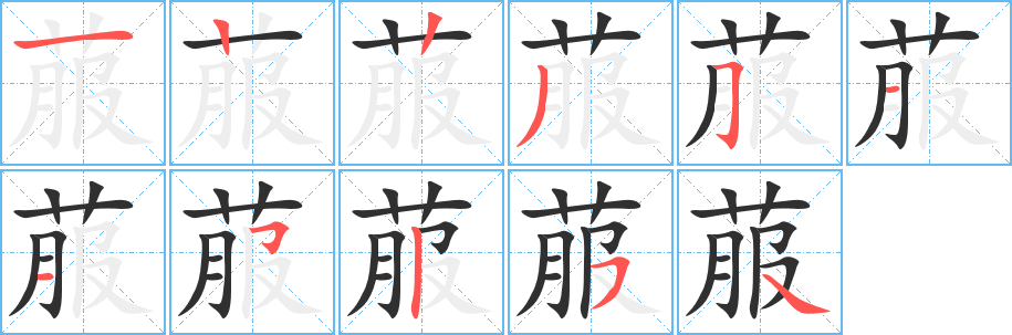 《菔》的笔顺分步演示（一笔一画写字）