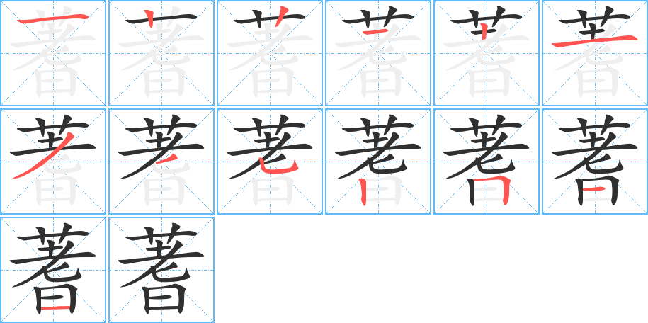 《蓍》的笔顺分步演示（一笔一画写字）