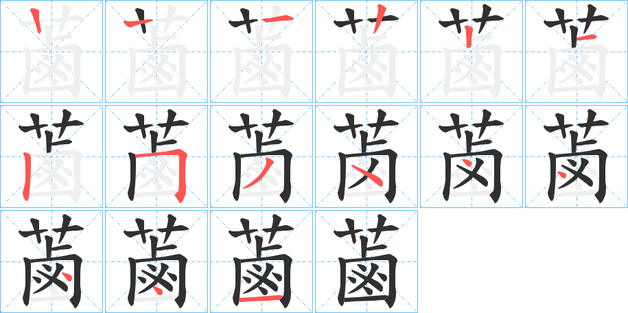 《蓾》的笔顺分步演示（一笔一画写字）