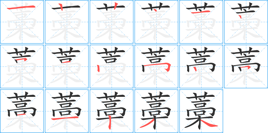 《藁》的笔顺分步演示（一笔一画写字）