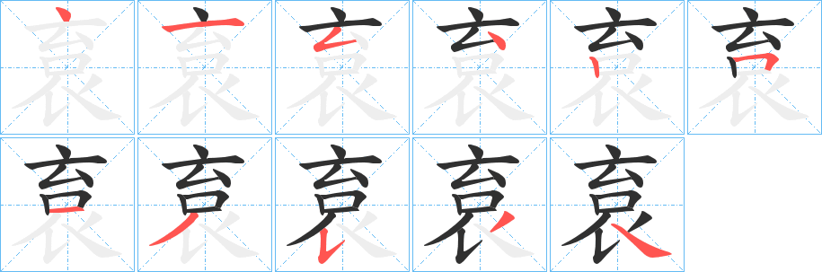 《袬》的笔顺分步演示（一笔一画写字）