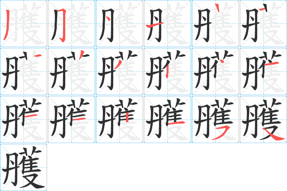 《雘》的笔顺分步演示（一笔一画写字）