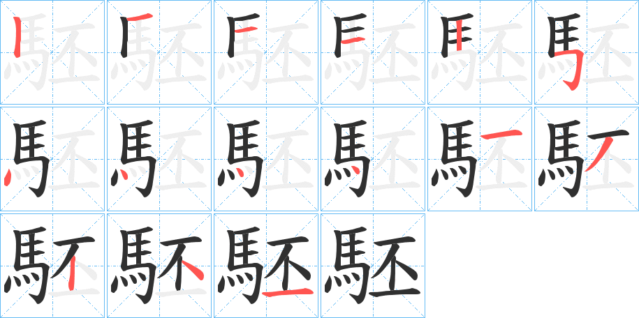 《駓》的笔顺分步演示（一笔一画写字）