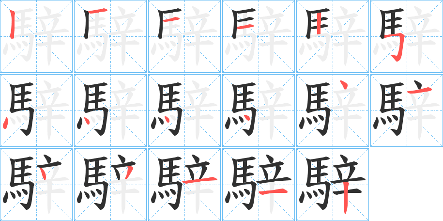 《騂》的笔顺分步演示（一笔一画写字）