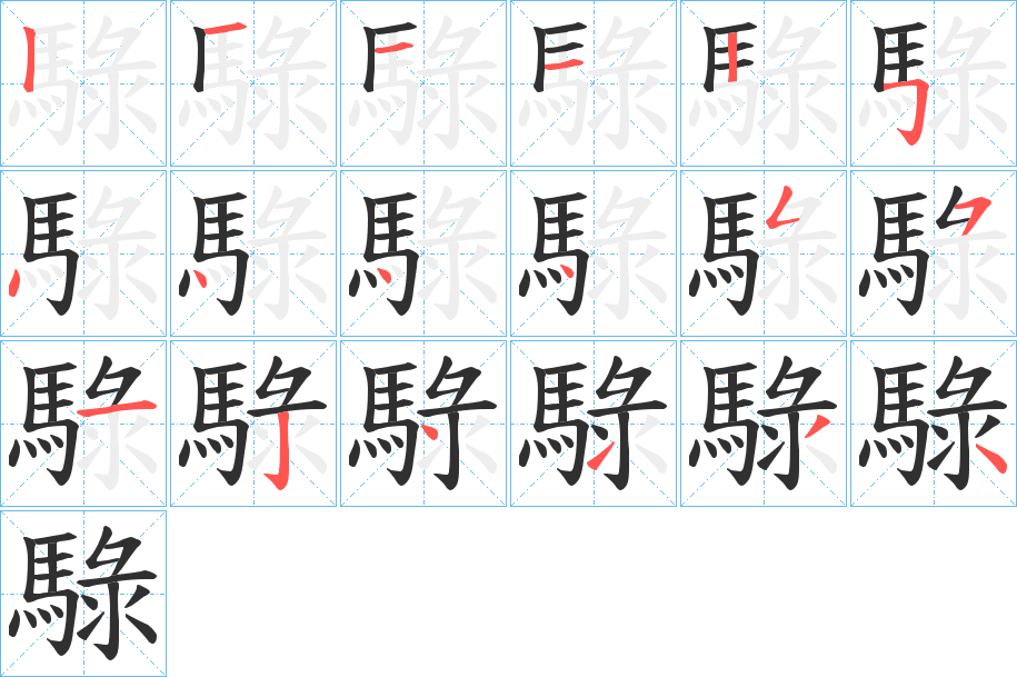 《騄》的笔顺分步演示（一笔一画写字）