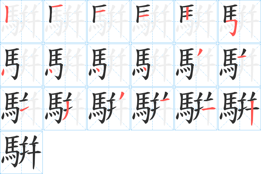 《騈》的笔顺分步演示（一笔一画写字）