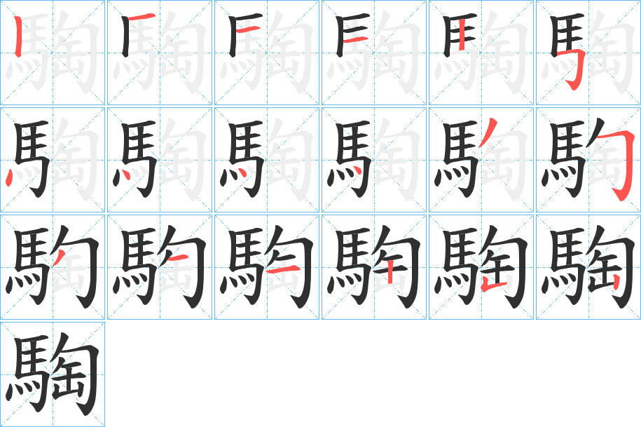 《騊》的笔顺分步演示（一笔一画写字）