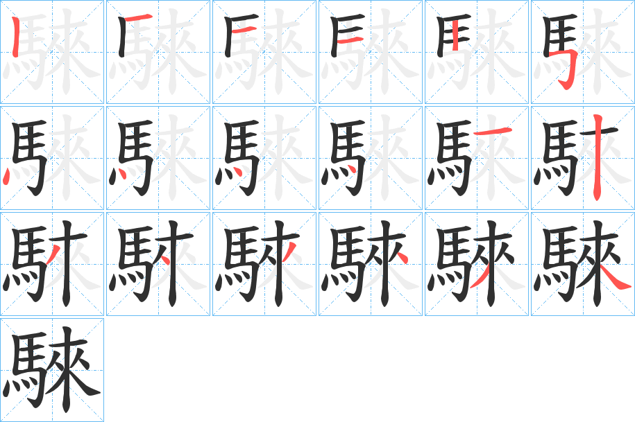 《騋》的笔顺分步演示（一笔一画写字）