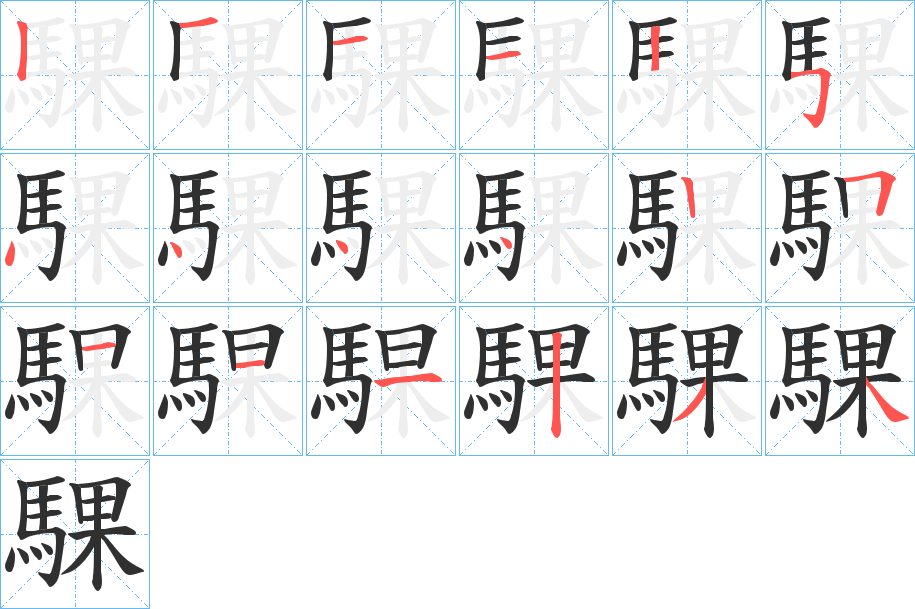 《騍》的笔顺分步演示（一笔一画写字）