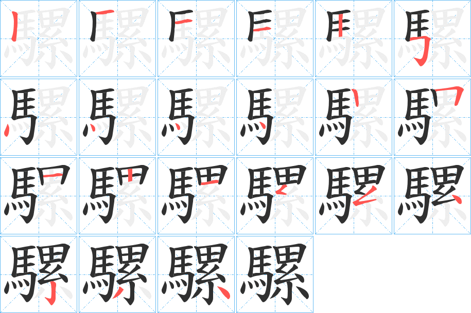 《騾》的笔顺分步演示（一笔一画写字）