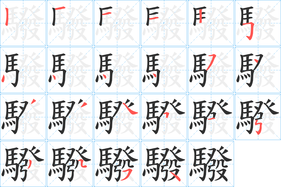 《驋》的笔顺分步演示（一笔一画写字）