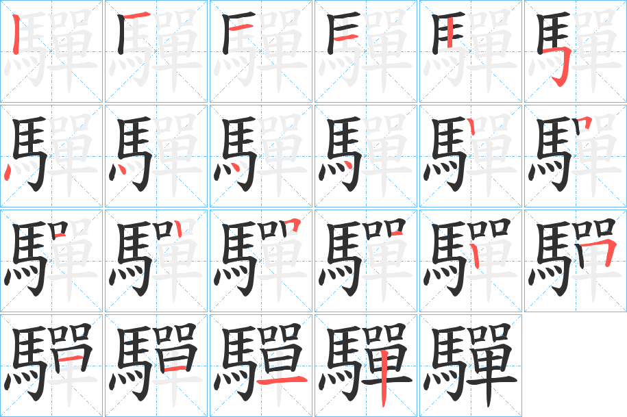 《驒》的笔顺分步演示（一笔一画写字）