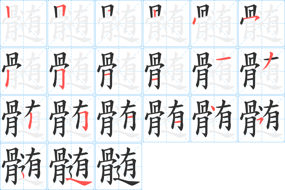 《髄》的笔顺分步演示（一笔一画写字）