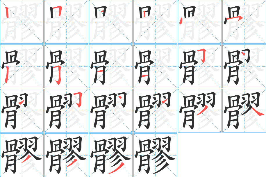 《髎》的笔顺分步演示（一笔一画写字）