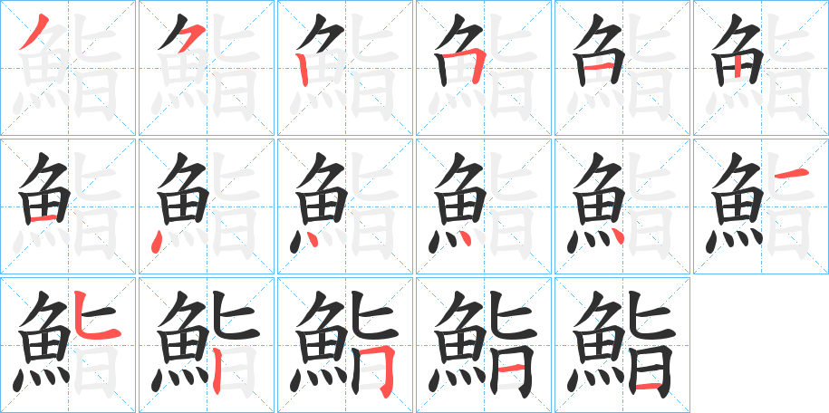 《鮨》的笔顺分步演示（一笔一画写字）