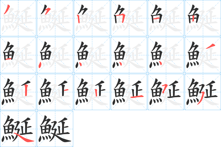 《鯅》的笔顺分步演示（一笔一画写字）