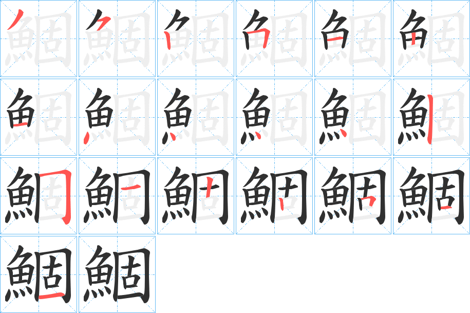 《鯝》的笔顺分步演示（一笔一画写字）