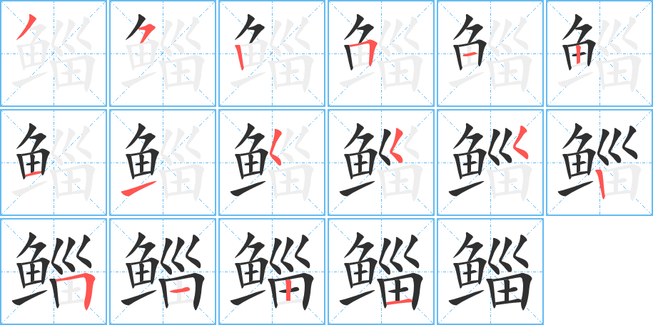 《鲻》的笔顺分步演示（一笔一画写字）