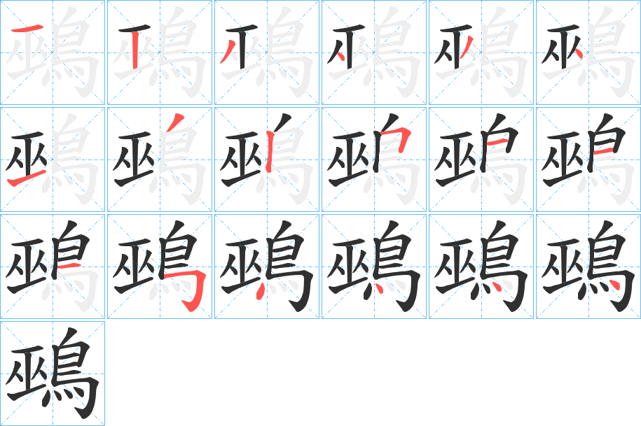 《鵐》的笔顺分步演示（一笔一画写字）