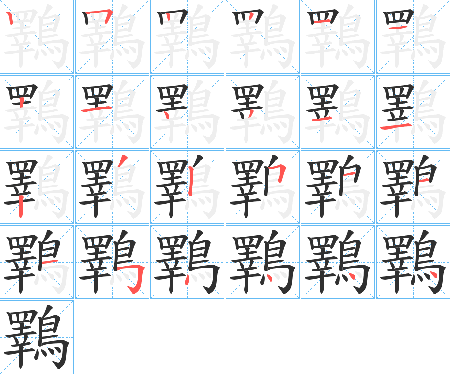 《鸅》的笔顺分步演示（一笔一画写字）