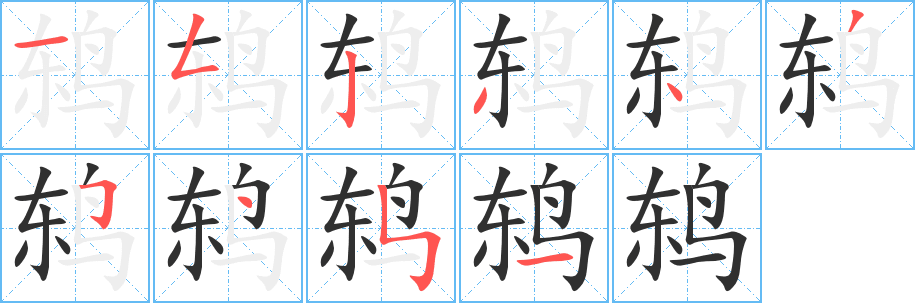 《鸫》的笔顺分步演示（一笔一画写字）